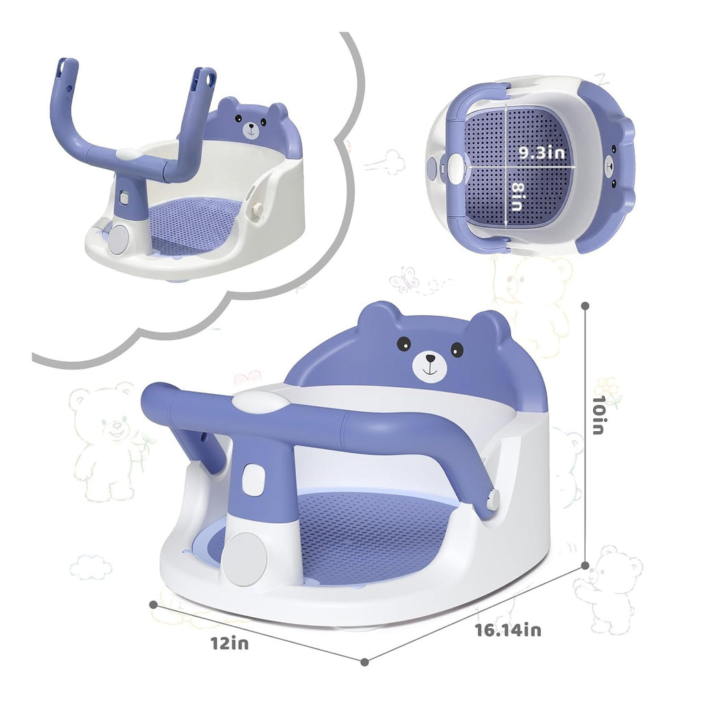 Baby Bath Seat for Babies 6 Months & up Non-Slip Toddler Bath Seats for Sitting Up Infant Bathtub Chair with Suction Cups and Soft Cushion for Baby Shower Tub Seat