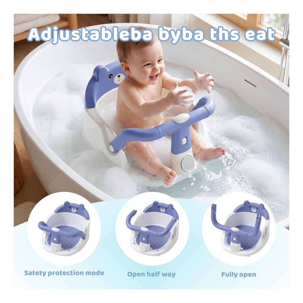 Baby Bath Seat for Babies 6 Months & up Non-Slip Toddler Bath Seats for Sitting Up Infant Bathtub Chair with Suction Cups and Soft Cushion for Baby Shower Tub Seat