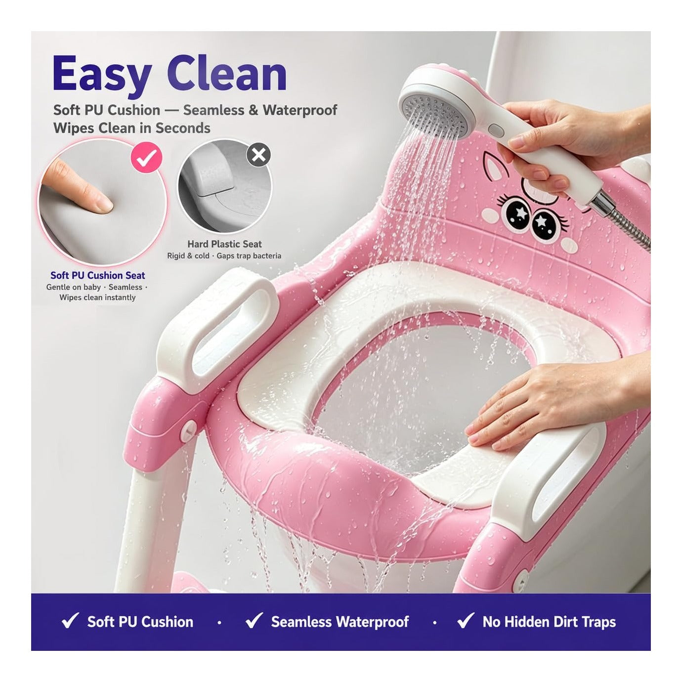 Potty Training Seat with Ladder for Toddler Girls, Pink Unicorn