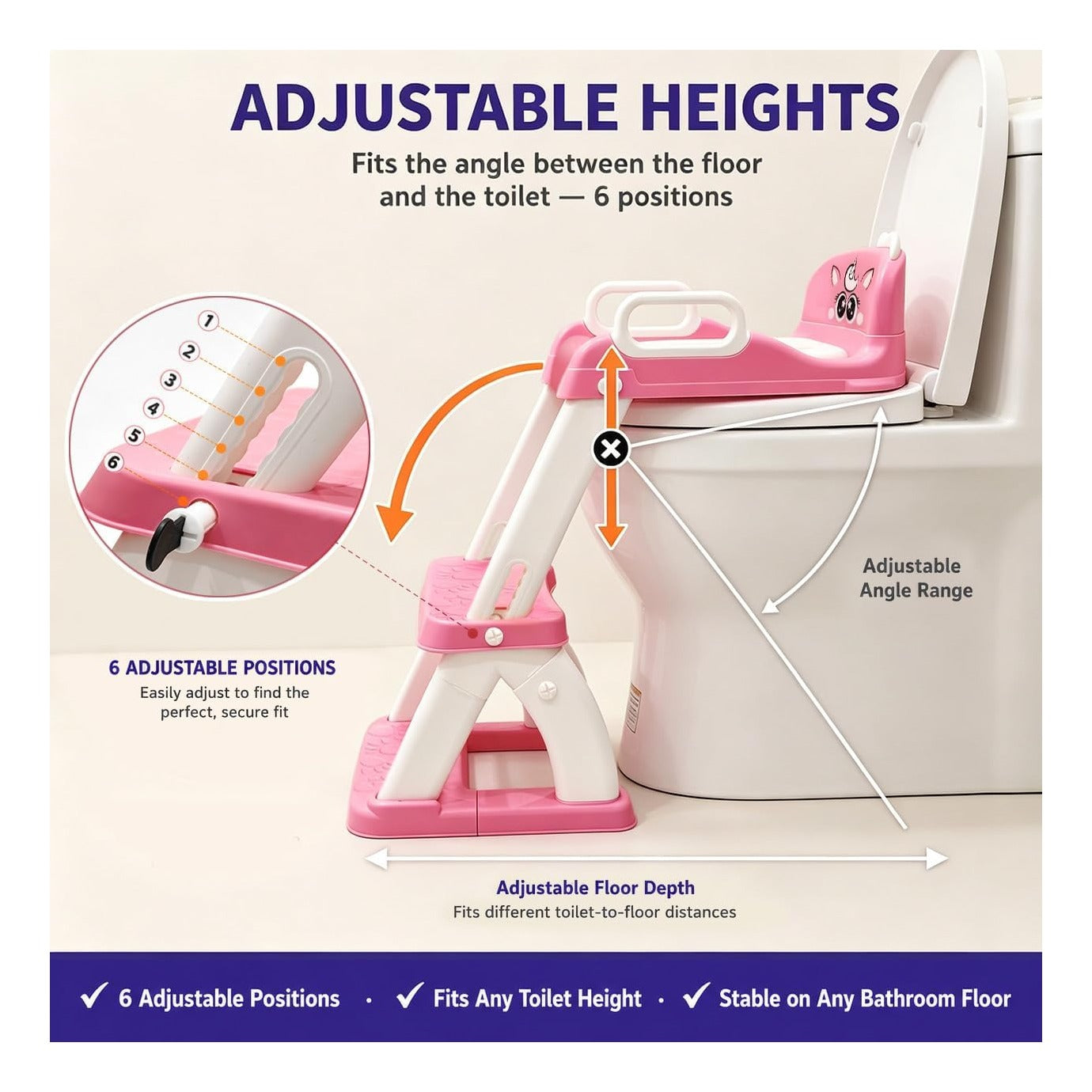 Potty Training Seat with Ladder for Toddler Girls, Pink Unicorn
