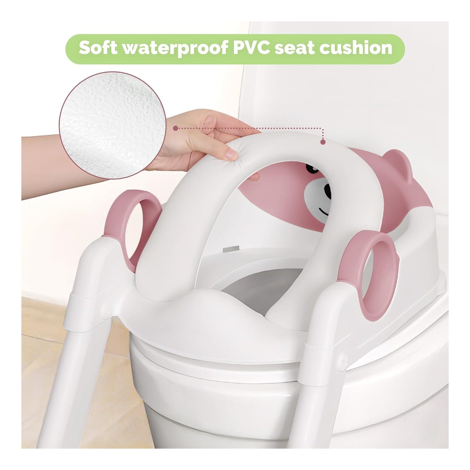 Toilet Seat, Potty Training Seat for Toddler, Upgraded 2-in-1 Potty Toilet Training for Boys and Girls, Waterproof Cushioned Mat with Non-Slip Step Stool