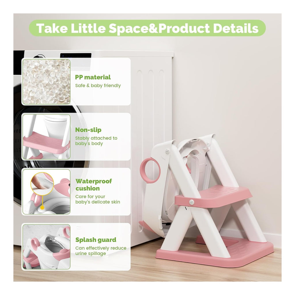 Toilet Seat, Potty Training Seat for Toddler, Upgraded 2-in-1 Potty Toilet Training for Boys and Girls, Waterproof Cushioned Mat with Non-Slip Step Stool