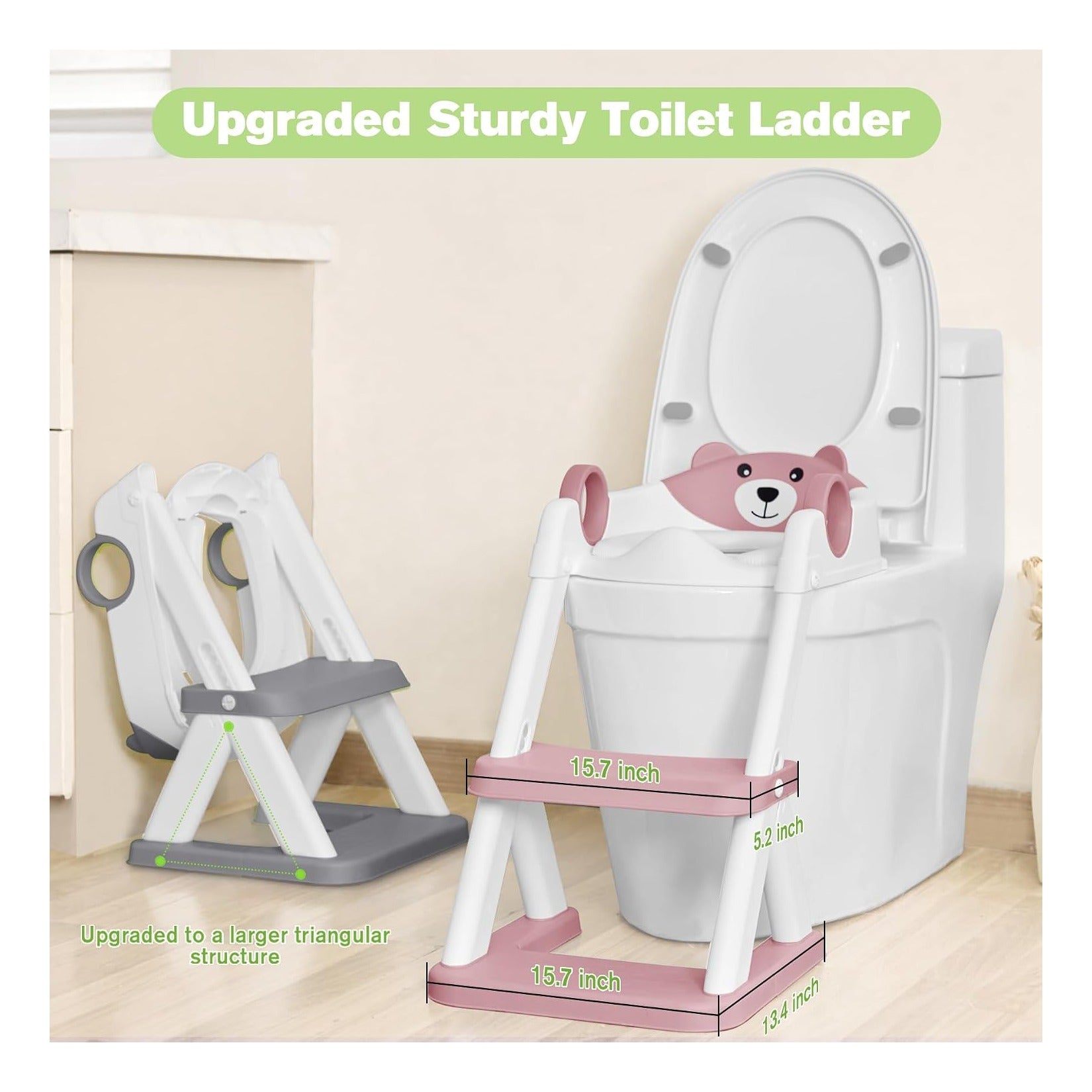 Toilet Seat, Potty Training Seat for Toddler, Upgraded 2-in-1 Potty Toilet Training for Boys and Girls, Waterproof Cushioned Mat with Non-Slip Step Stool