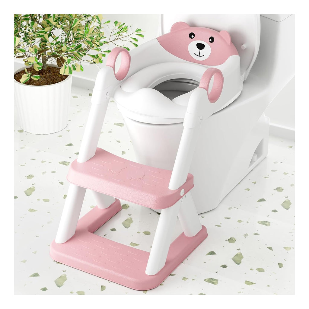 Toilet Seat, Potty Training Seat for Toddler, Upgraded 2-in-1 Potty Toilet Training for Boys and Girls, Waterproof Cushioned Mat with Non-Slip Step Stool
