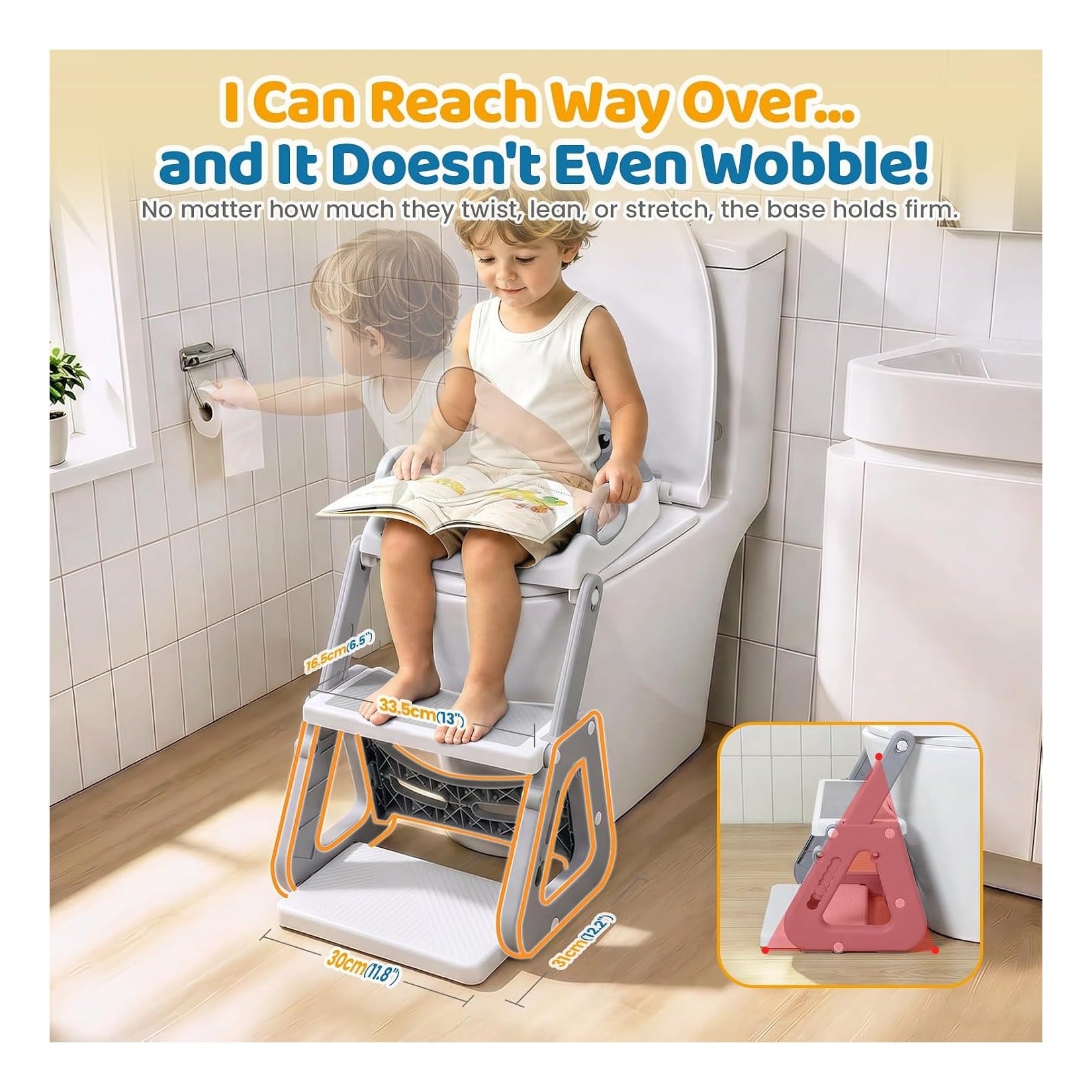 Potty Training Seat with Step Stool, Toddler Toilet Seat with Ladder