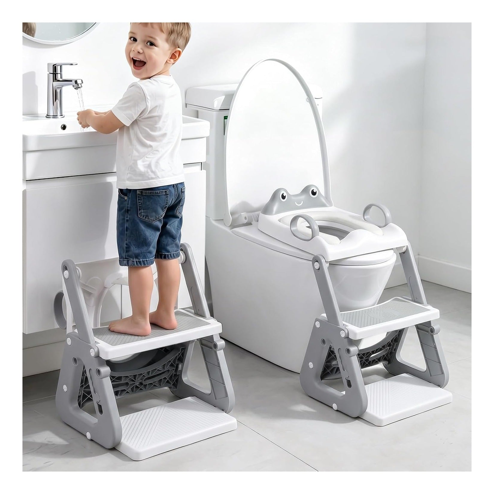 Potty Training Seat with Step Stool, Toddler Toilet Seat with Ladder