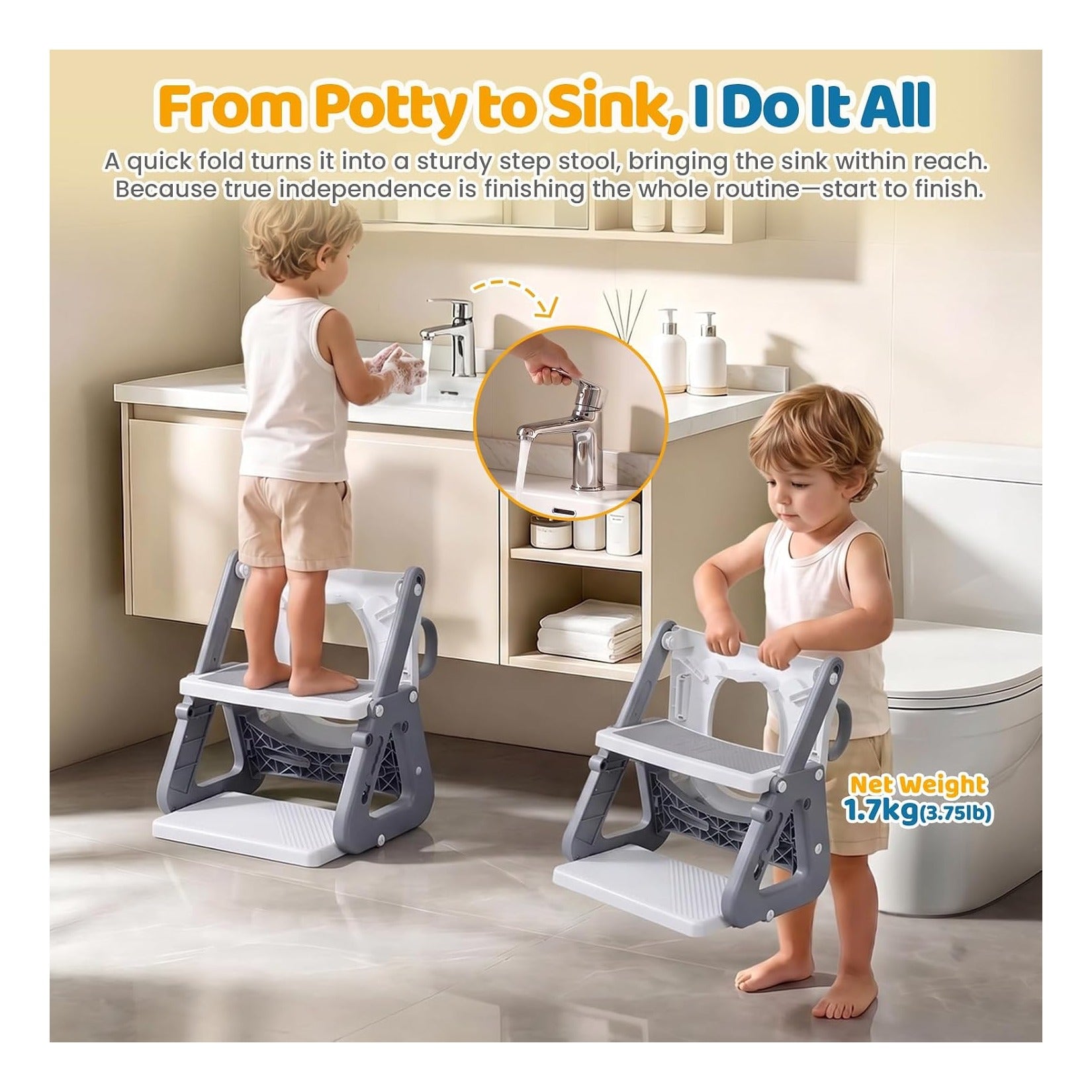 Potty Training Seat with Step Stool, Toddler Toilet Seat with Ladder