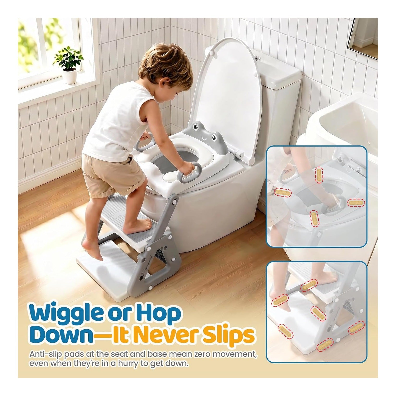 Potty Training Seat with Step Stool, Toddler Toilet Seat with Ladder