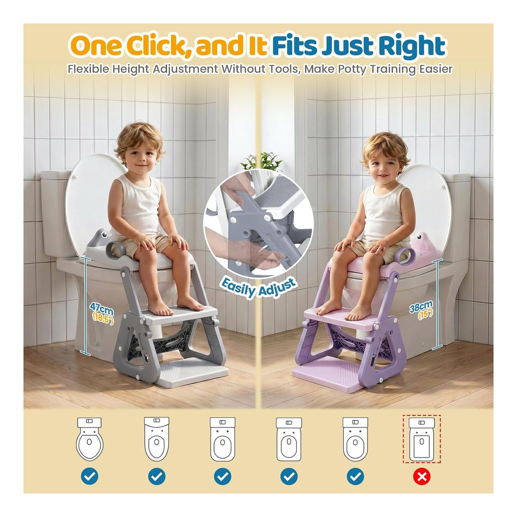 Potty Training Seat with Step Stool, Toddler Toilet Seat with Ladder