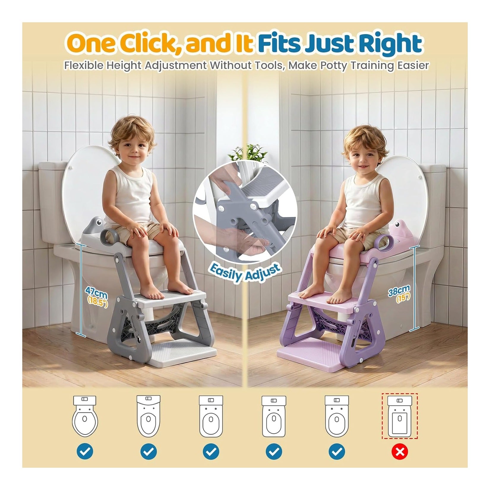 Potty Training Seat with Step Stool, Toddler Toilet Seat with Ladder
