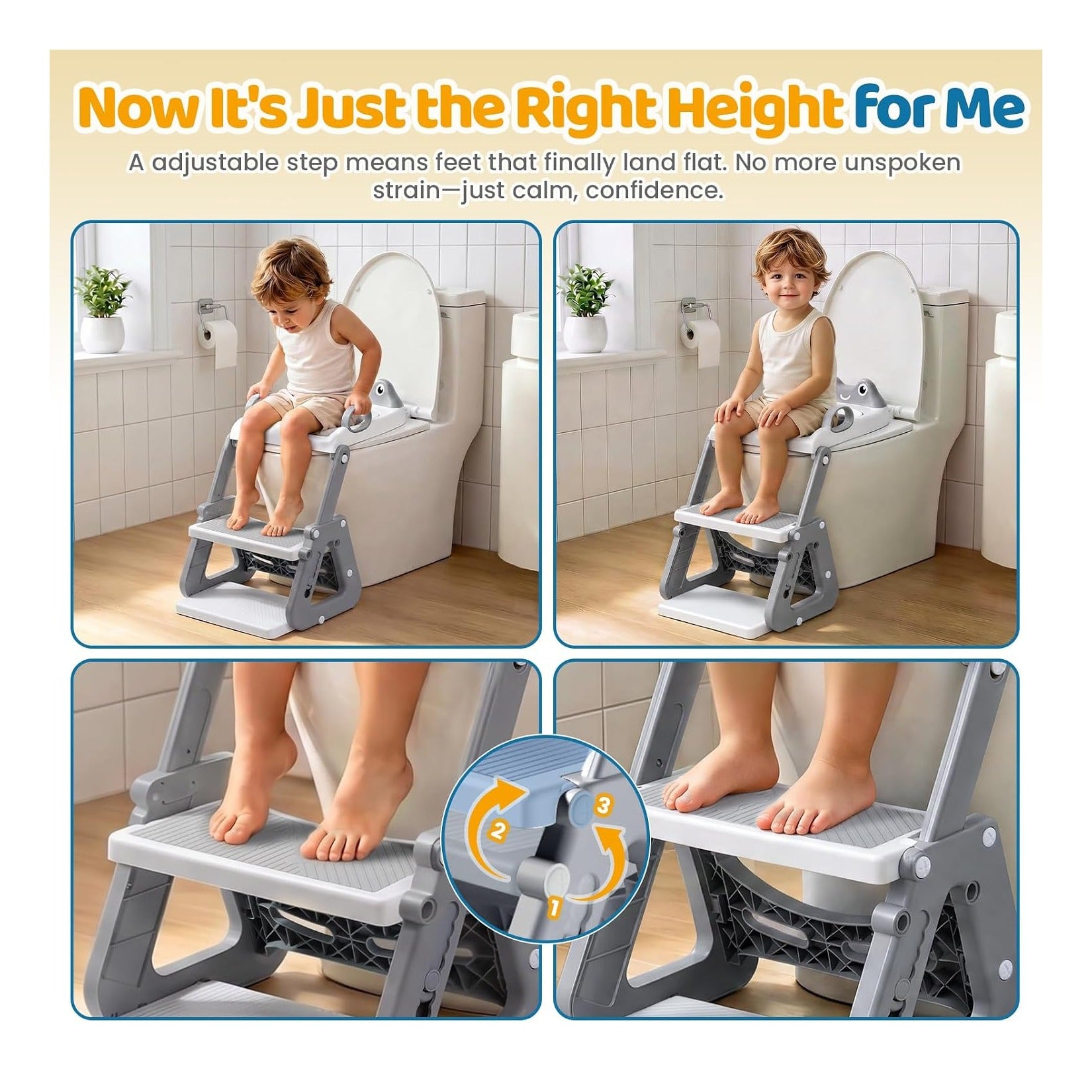 Potty Training Seat with Step Stool, Toddler Toilet Seat with Ladder