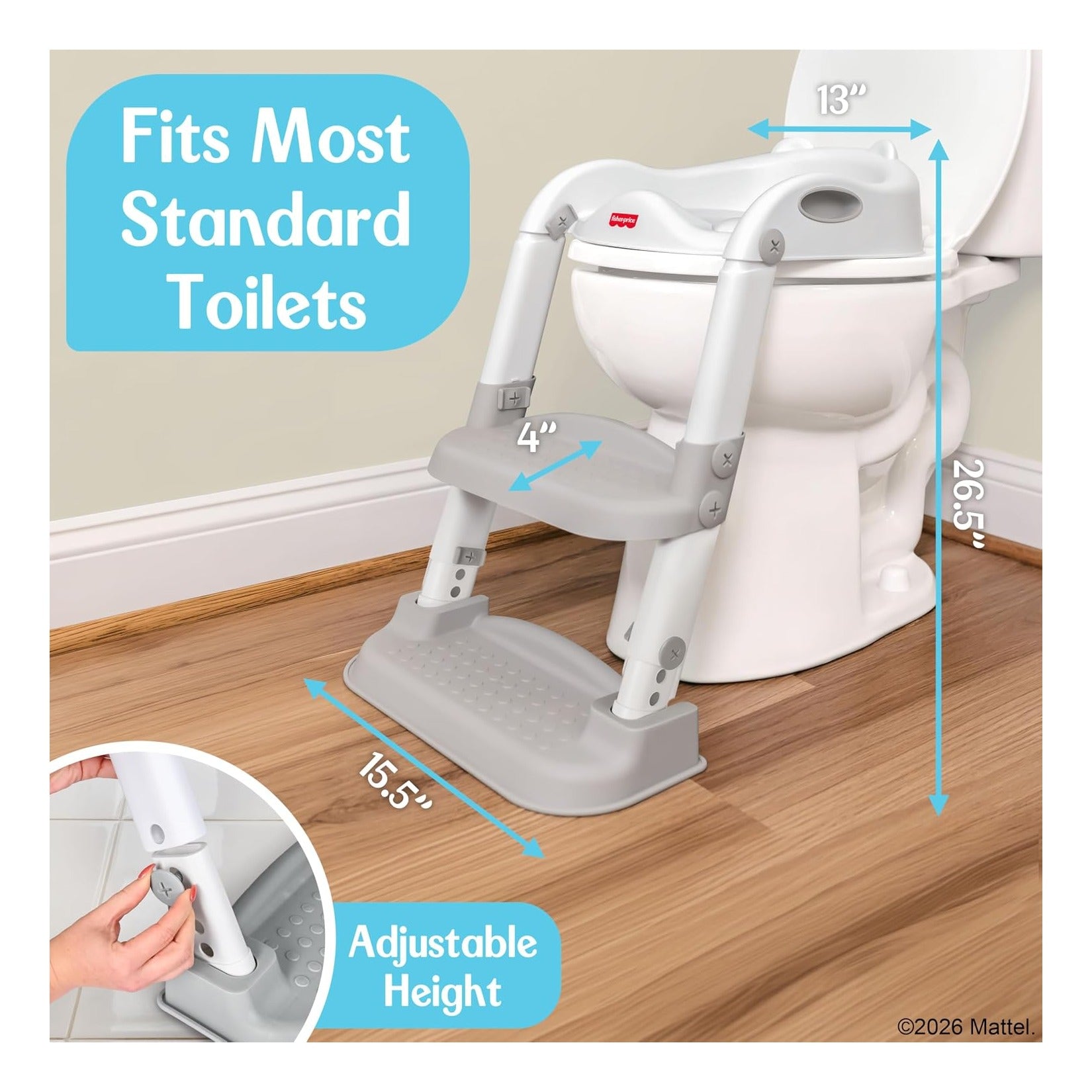 Potty Training Seat with Adjustable Step Stool Ladder, 2-in-1 Potty Training Toilet for Toddlers with Splash Guard, Anti-Slip Pads, Cushioned Seat