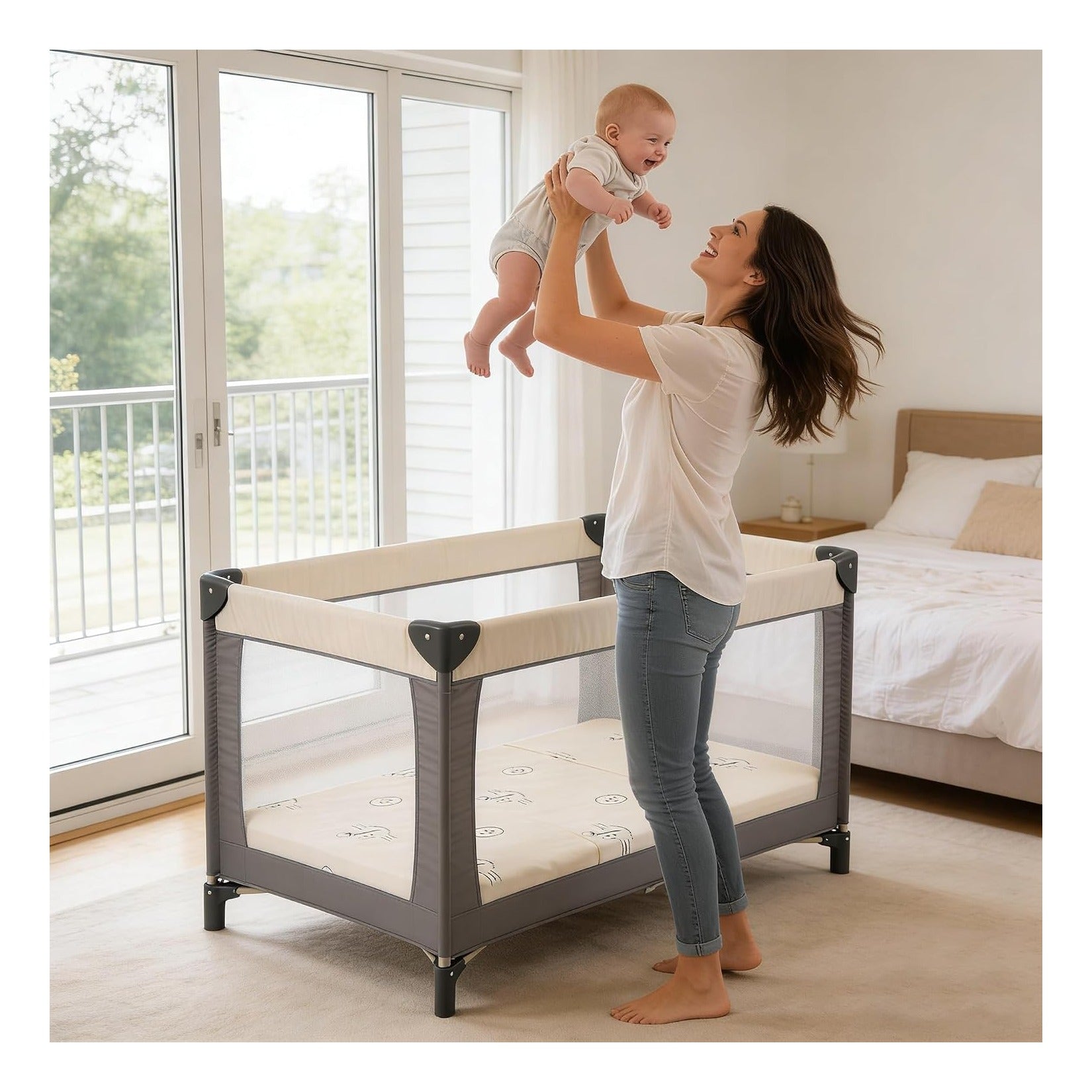 Pack and Play Mattress Topper 38" x 26" Premium Foam for Playpen and Playard