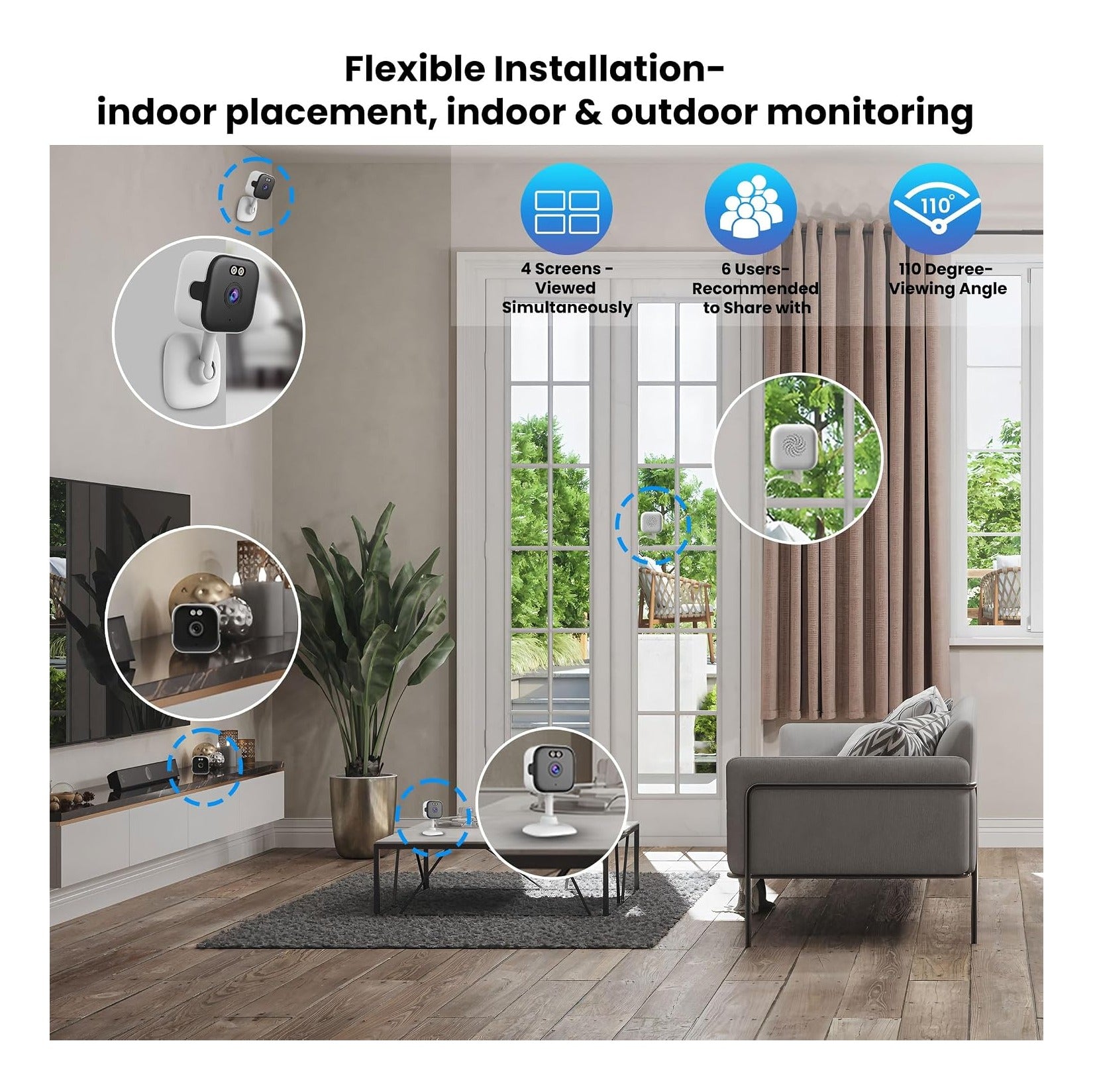 2K Window Camera with 32GB Memory Card, 5GHz & 2.4GHz WiFi Indoor Cameras for Home Security with AI Starlight Color Night Vision, AI Person & Motion Detection, Easy & Quick Install, 24/7 Recording