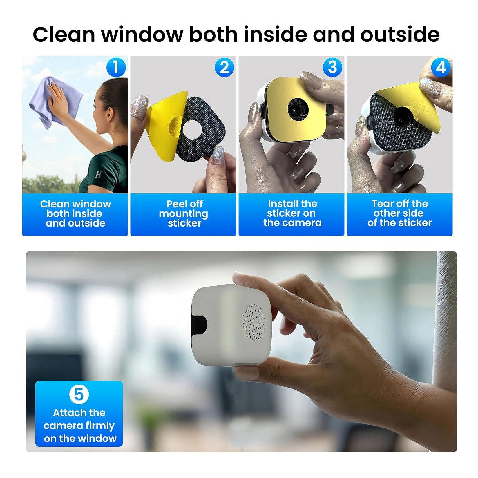 2K Window Camera with 32GB Memory Card, 5GHz & 2.4GHz WiFi Indoor Cameras for Home Security with AI Starlight Color Night Vision, AI Person & Motion Detection, Easy & Quick Install, 24/7 Recording