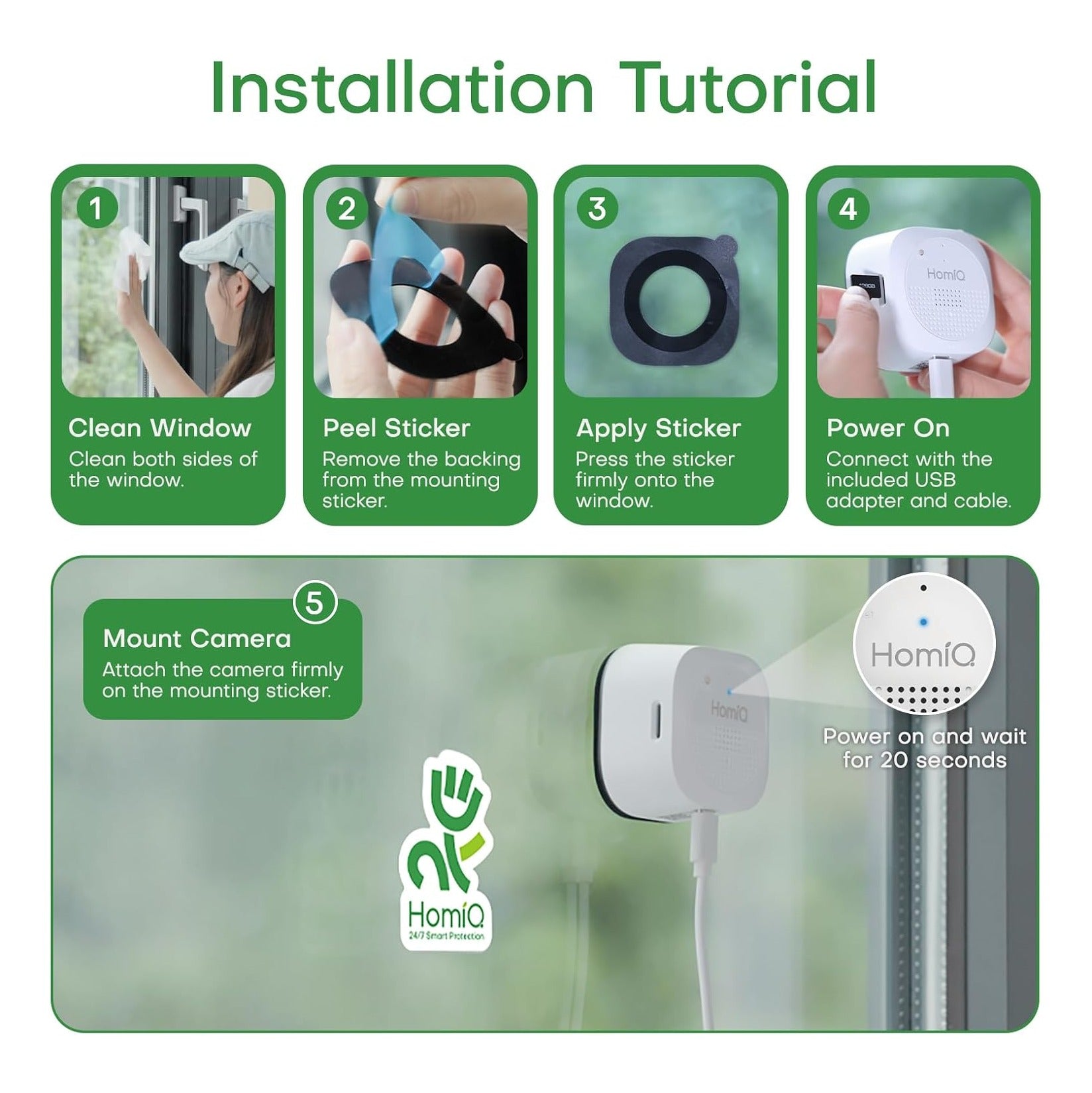 3MP 2K Window Camera for Home Security, 5Ghz & 2.4Ghz WiFi Human Detection Alert, AI Full Color Night Vision with Anti-Glare No Reflection 24/7 Recording, Easy to Install for House/Apartment