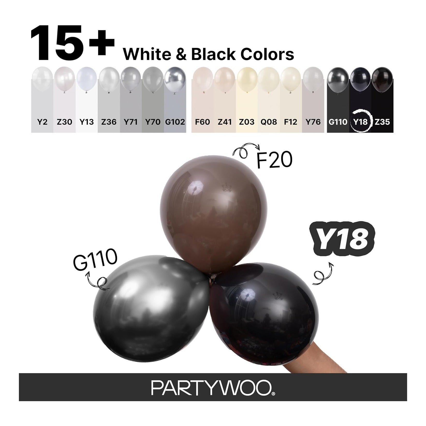 PartyWoo Black Balloons 140pcs Different Sizes of 18 12 10 5 Inch