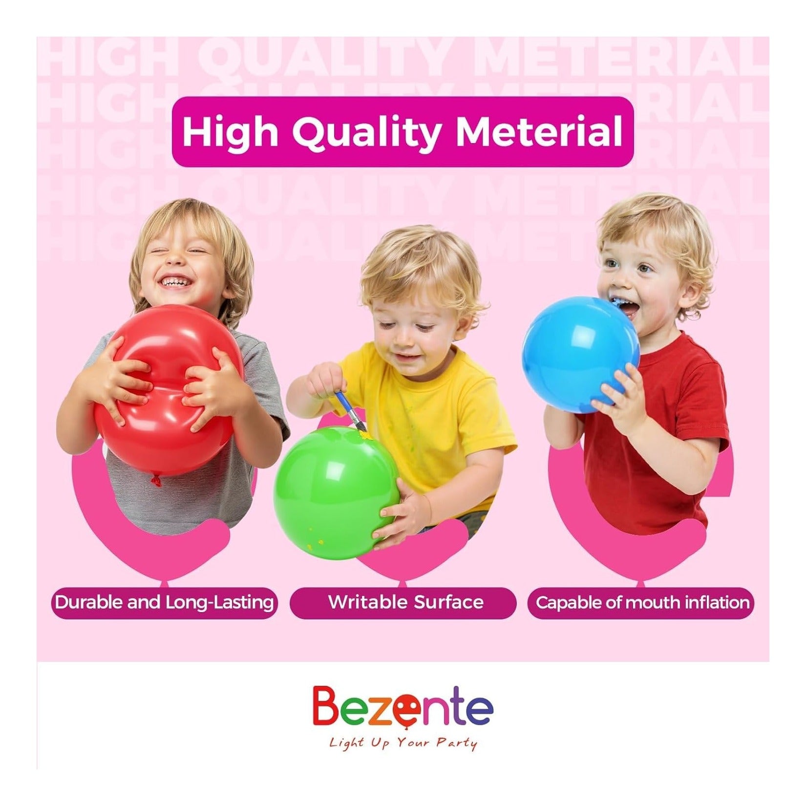 Assorted Latex Rainbow Balloons 100 Pack 12 inch