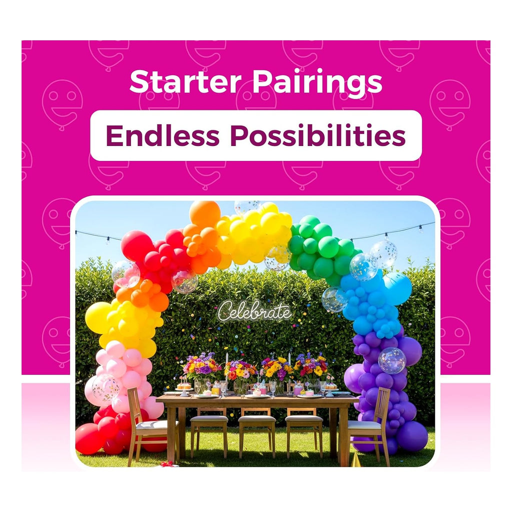 Assorted Latex Rainbow Balloons 100 Pack 12 inch