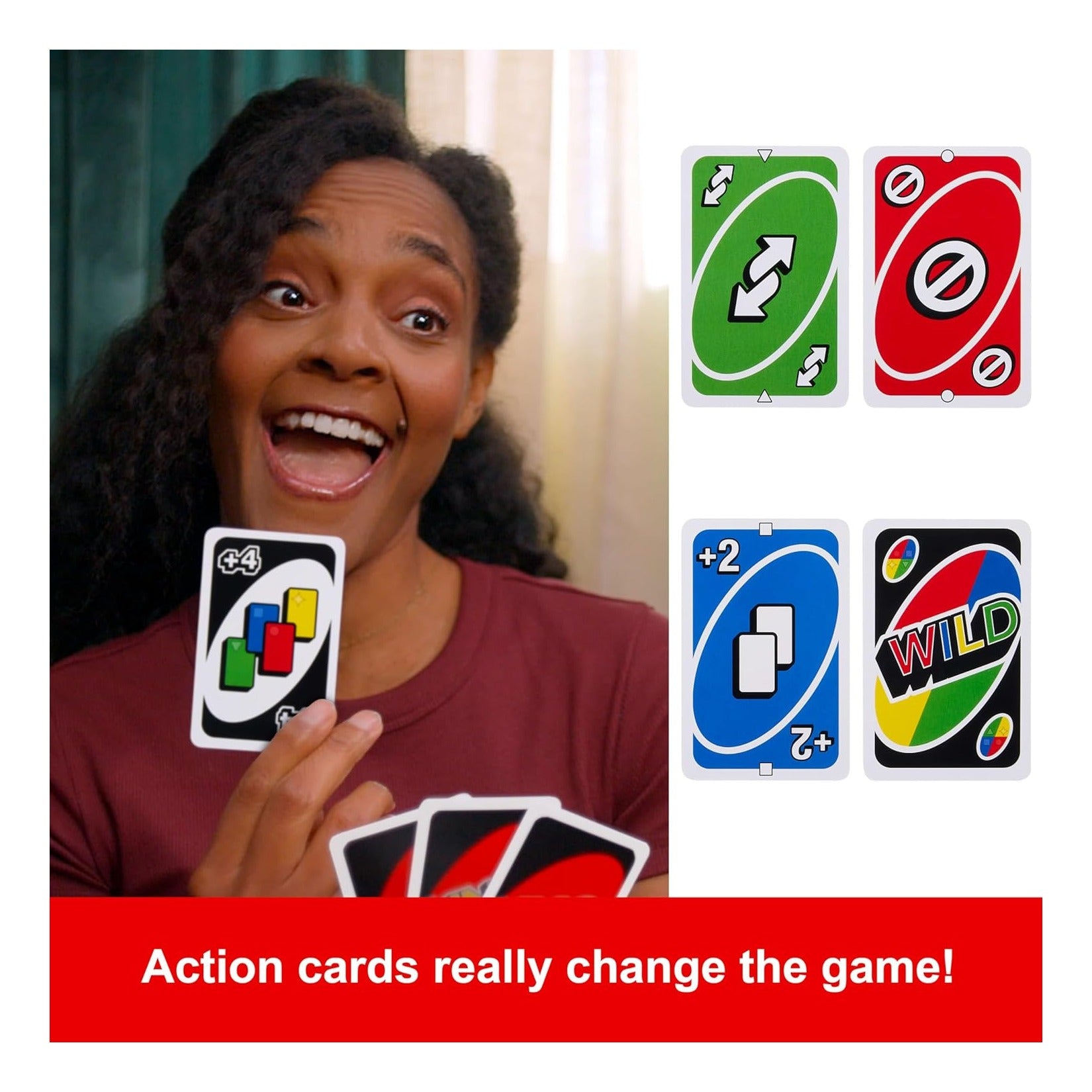 UNO Card Game for Kid, Adult & Family Nights & Parties, Travel & Vacations, Color Blind Accessible & Customizable Deck
